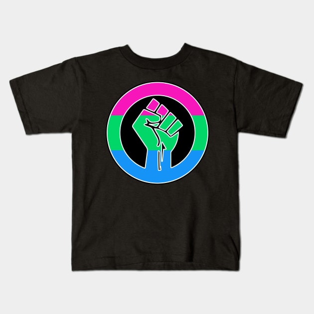 Black Lives Matter Fist Circled LGBTQ Flag Polysexual Kids T-Shirt by aaallsmiles